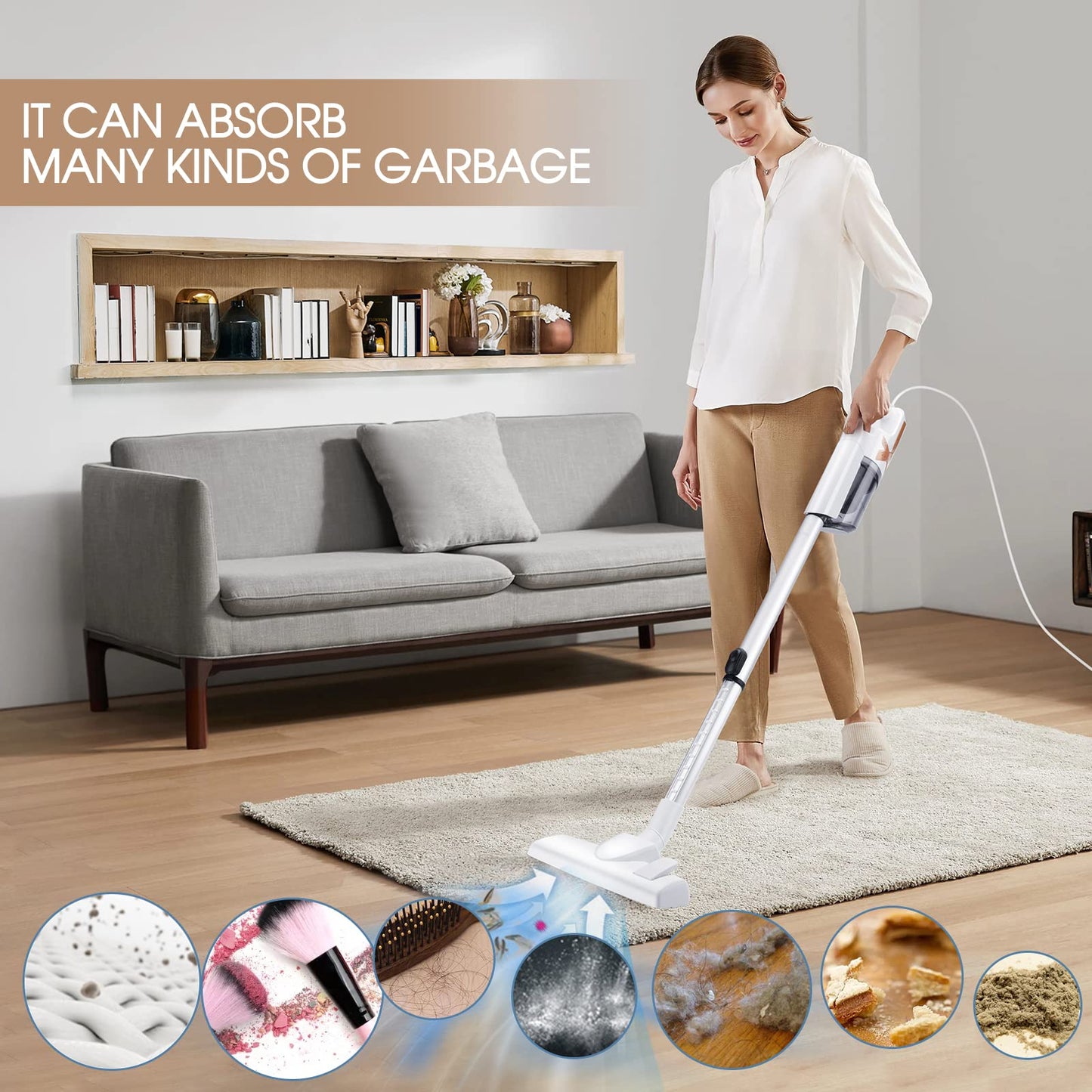 Xoopla Vacuum Cleaner, 5M Corded Stick Vacuum Cleaner, 18KPa Suction with Multifunction Lightweight Handheld Stick Cleaner for Hard Floor/Carpet/Pet Hair (SV1300)