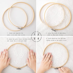 Matchne Embroidery Hoop 12PCS 8inch Cross Stitch Supplies & Needlework Supplies Easily Loosen/Tighten Bamboo Wooden Hoops for Crafts