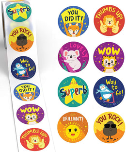 Reward Stickers for Teacher, 500 PCS Stickers, 1.5 Inch School Stickers, Teacher Supplies for Classroom, Potty Training Motivational Stickers for Kids, Adults Parents School Work Study Award Gifts