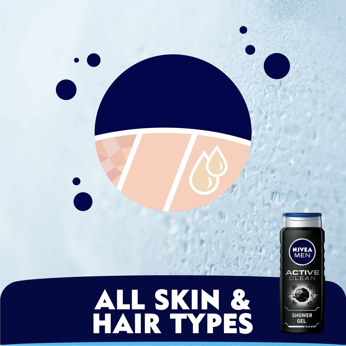 NIVEA MEN 3in1 Shower Gel Body Wash, Cleansing Active Clean Charcoal Woody Scent, 2x500ml