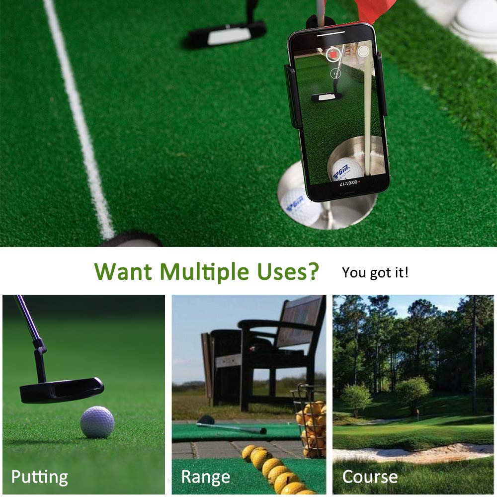 JHuuu Golf Cell Phone Clip Holder and Training Aid to Video Record Swing, Record Golf Swing for Alignment Stick, Short Game, Putting, Golf Accessories Best Golf Gifts for Men & Women