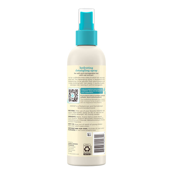 Aveeno Baby Aveeno Kids Hydrating Detangling Spray with Oat Extract, Quickly & Gently Detangles Kids' Hair, Tear-Free & Suitable for Skin & Scalp, Light Fragrance, Hypoallergenic, 10 fl. Oz