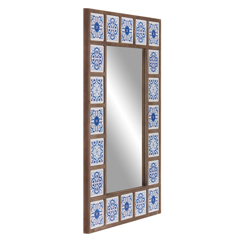 Patton Wall Decor 1807-3737 28X38 Indigo Moroccan Tile Framed Mounted Mirrors, Blue