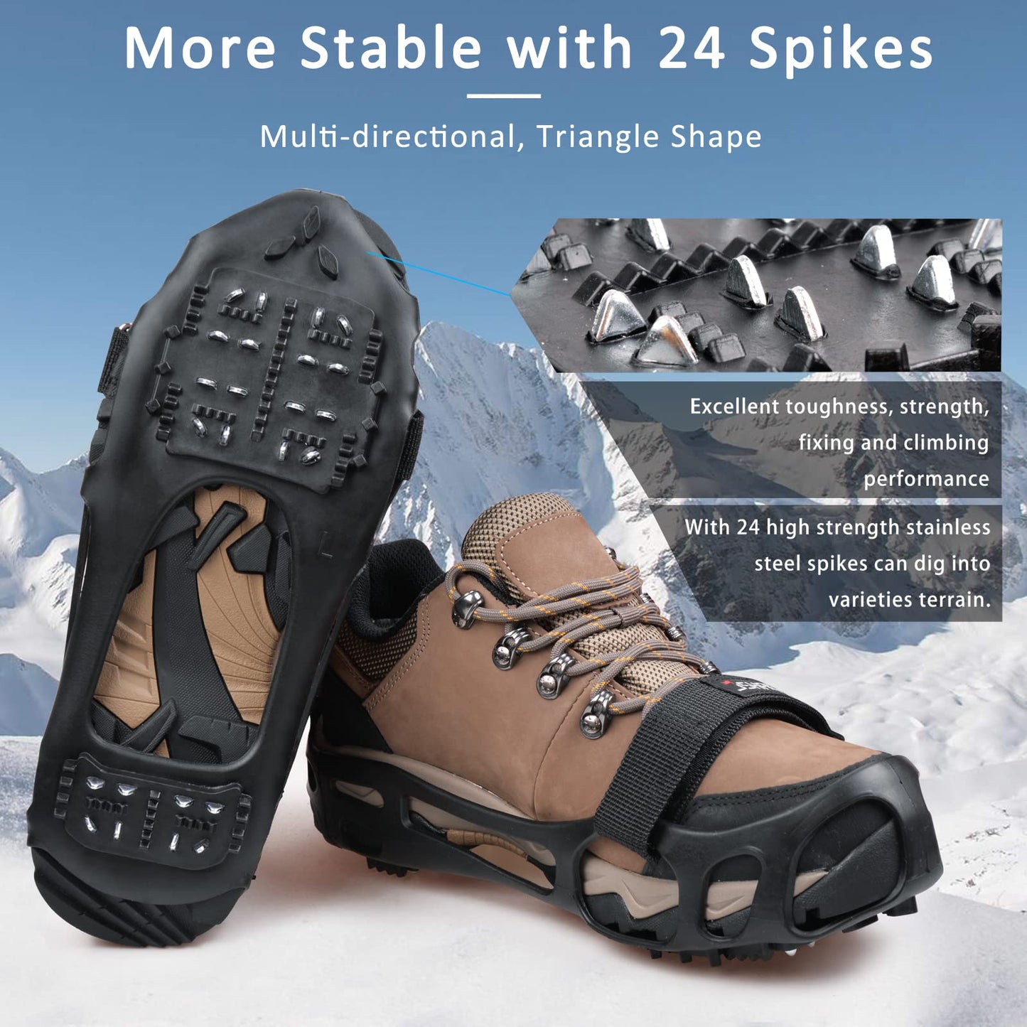 Ice Cleats Snow Traction Cleats for Walking on Snow and Ice Women Men Winter Outdoor Anti Slip Crampons Ice Cleats for Hiking Snow Boots Shoes