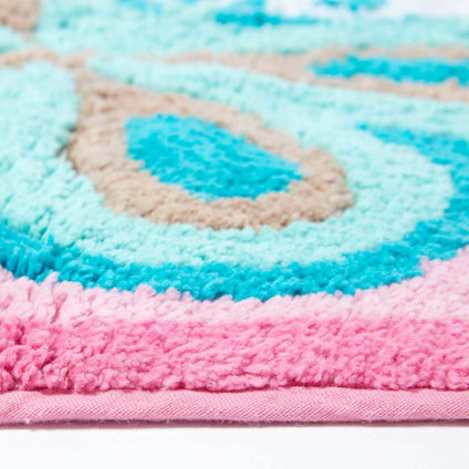 HOMESCAPES - 100% Cotton Washable Tufted Butterflies Rug 50 x 85 cm Bath Mat or Children's Rug