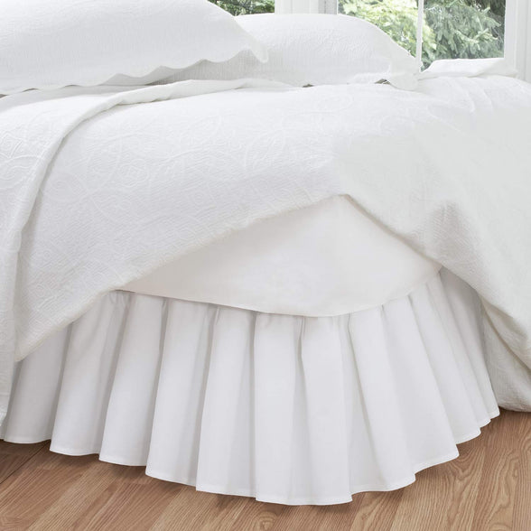 Fresh Ideas Bedding Ruffled Bed Skirt, Classic 14” Drop Length, Gathered Styling, Cali King, White