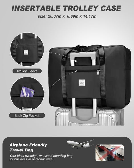 Travel Duffle Bag, A1-Black（With Toiletry Bag）