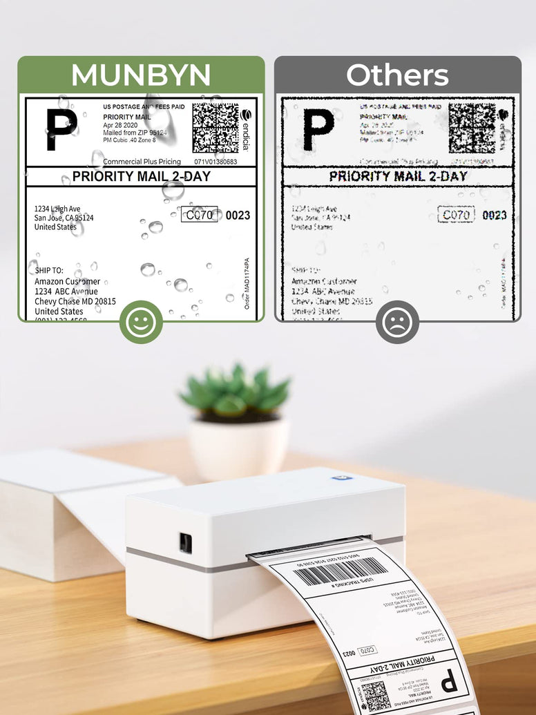 MUNBYN DHL صانع التسمية Label Printer Bluetooth Label Printer DHL Shipping Labels Printer Bluetooth Thermal Printer for Shopify Zalando Ebay