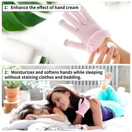 2 Pairs Cotton Moisturizing Touchscreen Fingertips Gloves Overnight, Dry Hands Moisturizing Gloves for Women & Men Reusable Gloves for Sleeping for Eczema