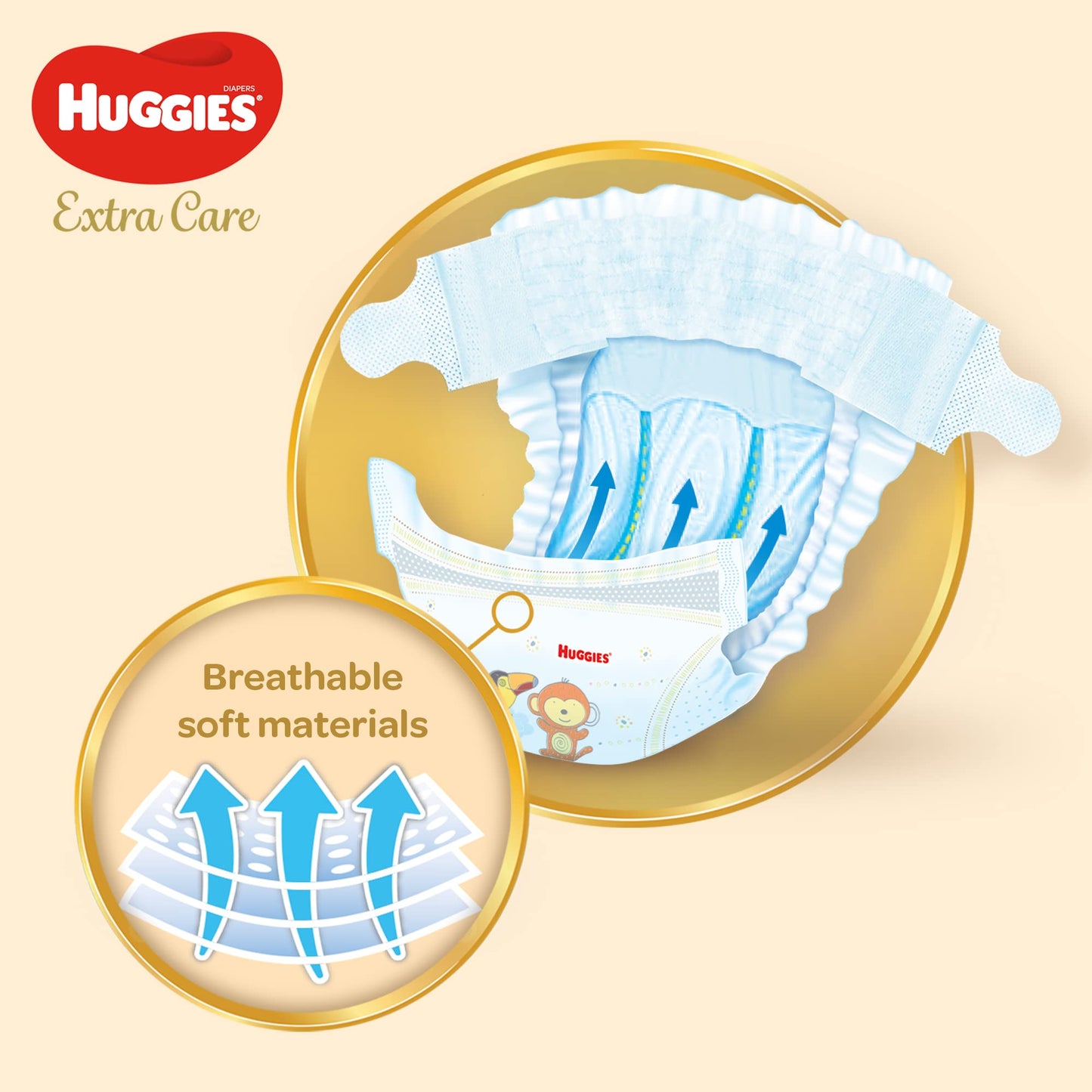 Huggies,Extra Care Baby Diapers,Diapers Size 3(4-9kg),Mega Pack of 152 Diapers,Absorbent Channels and Strechy Waistband,12h Day & Night Protection,Free from Nasties