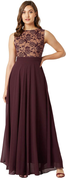 Miss Olive Women's Georgette Fit and Flare Maxi Dress