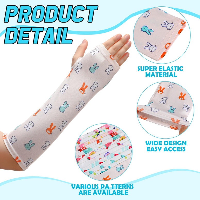 Suhine 12 Pcs Kids Arm Cast Cover Bandage Protector Soft Reusable Elastic Cast Sleeve Arm Decorative Cast Cover Removable Washable Wrist Elbow Protection Cover