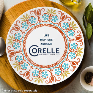 Corelle Global Collection Vitrelle 6-Piece Salad Plates Set, Triple Layer Recycled Glass, Lightweight Eco-Friendly 8-1/2-In Plates Set, Terracotta Dreams