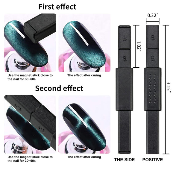8 Pieces Nail Magnet Tool Set, Double-head Flower Design Nail Magnet Pens Magnet Stick 3D Magnetic Cat Eye Gel Polish Nail Art, for DIY 3d Magnetic, Salon, Studio or Home