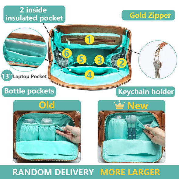 Diaper Bag Backpack Mominside Leather Baby Bag with Changing Pad for Wet Clothes