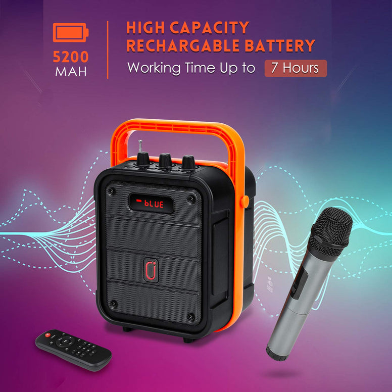 JYX Portable Karaoke Machine with Wireless Microphone, Bluetooth PA System with TWS, FM, REC, Remote Control, Supports TF Card/AUX/USB input, Ideal for Home Karaoke, Party, Meeting