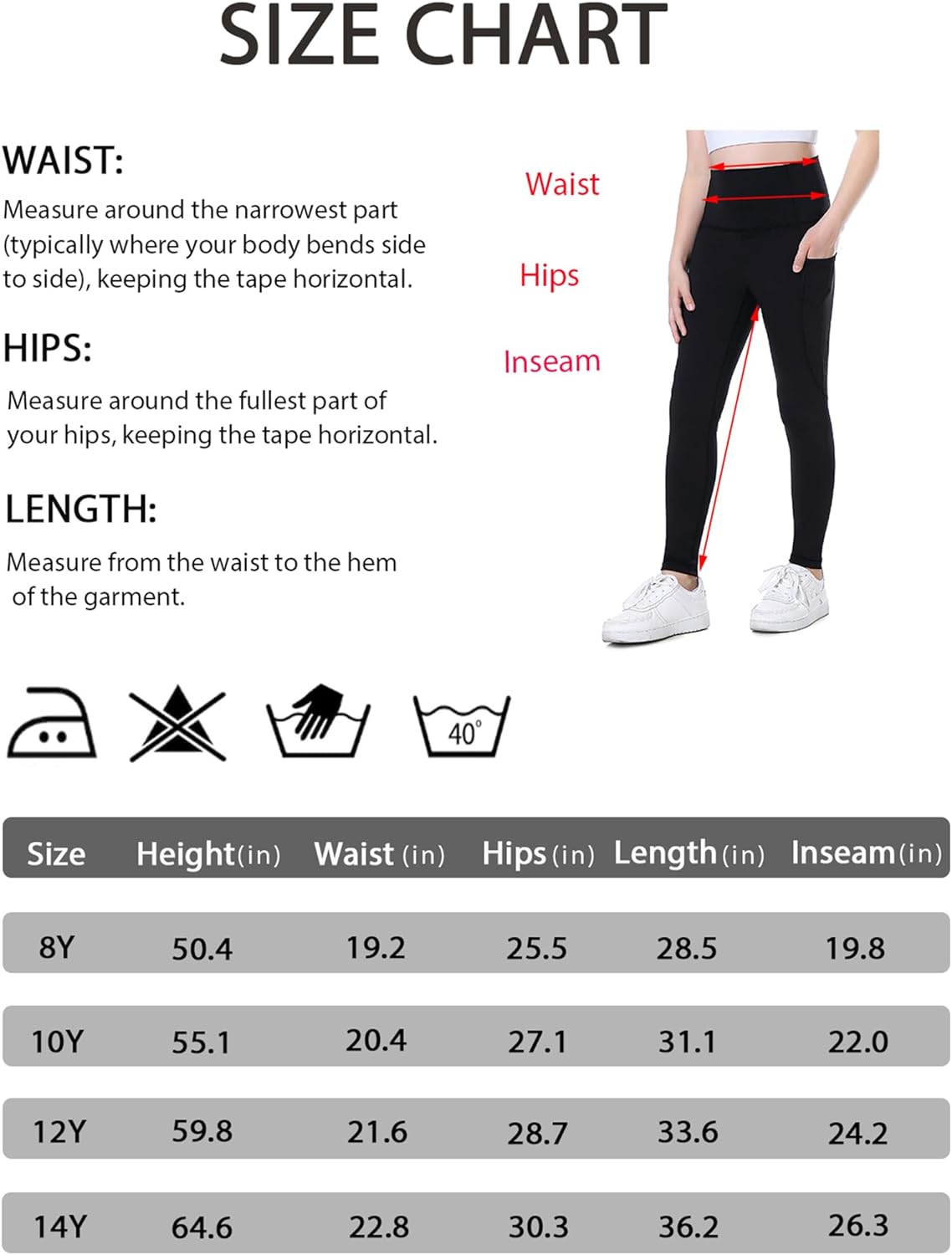 EXARUS Youth Girl's Athletic Leggings No Front Seam with Pockets Compression Pants Dance Running Active Yoga Tights