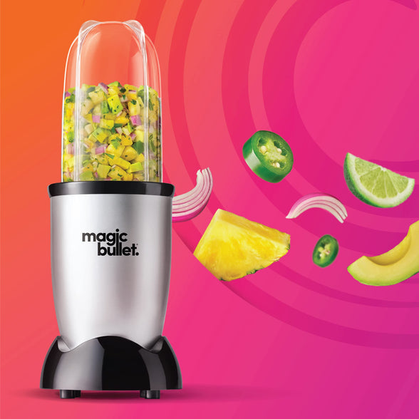 Magic Bullet Magic Bullet, 4 Piece Accessories, Multi-Function High-Speed Blender, Silver, MB1002