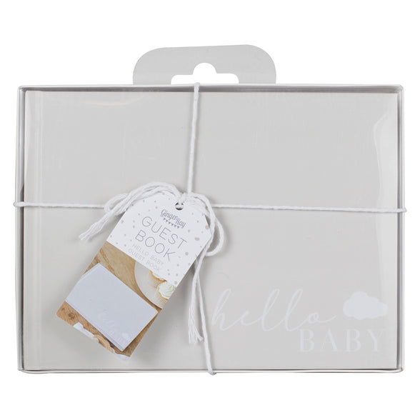 Ginger Ray Guest Book Hello Baby Shower, Cream, White