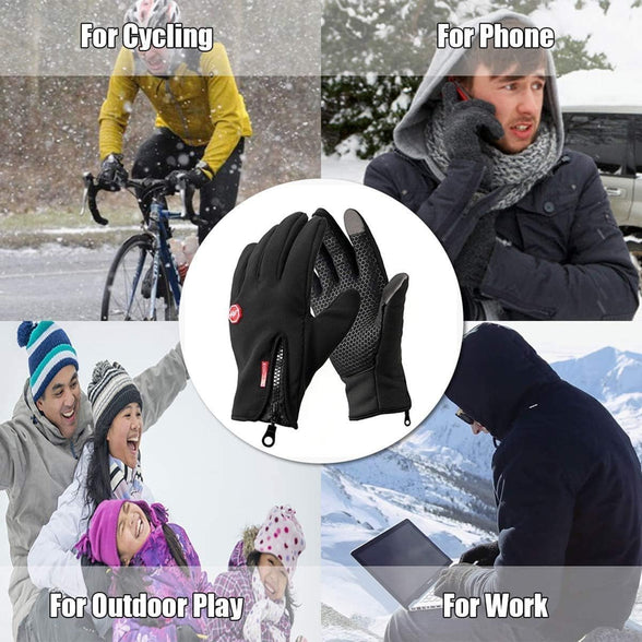 DELFINO Cycling Gloves For Men 1 Pair Funnasting Adjustable Waterproof Touchscreen Gloves Windproof Thermal Gloves Gloves with Non-Slip Full Finger for Cycling, Driving