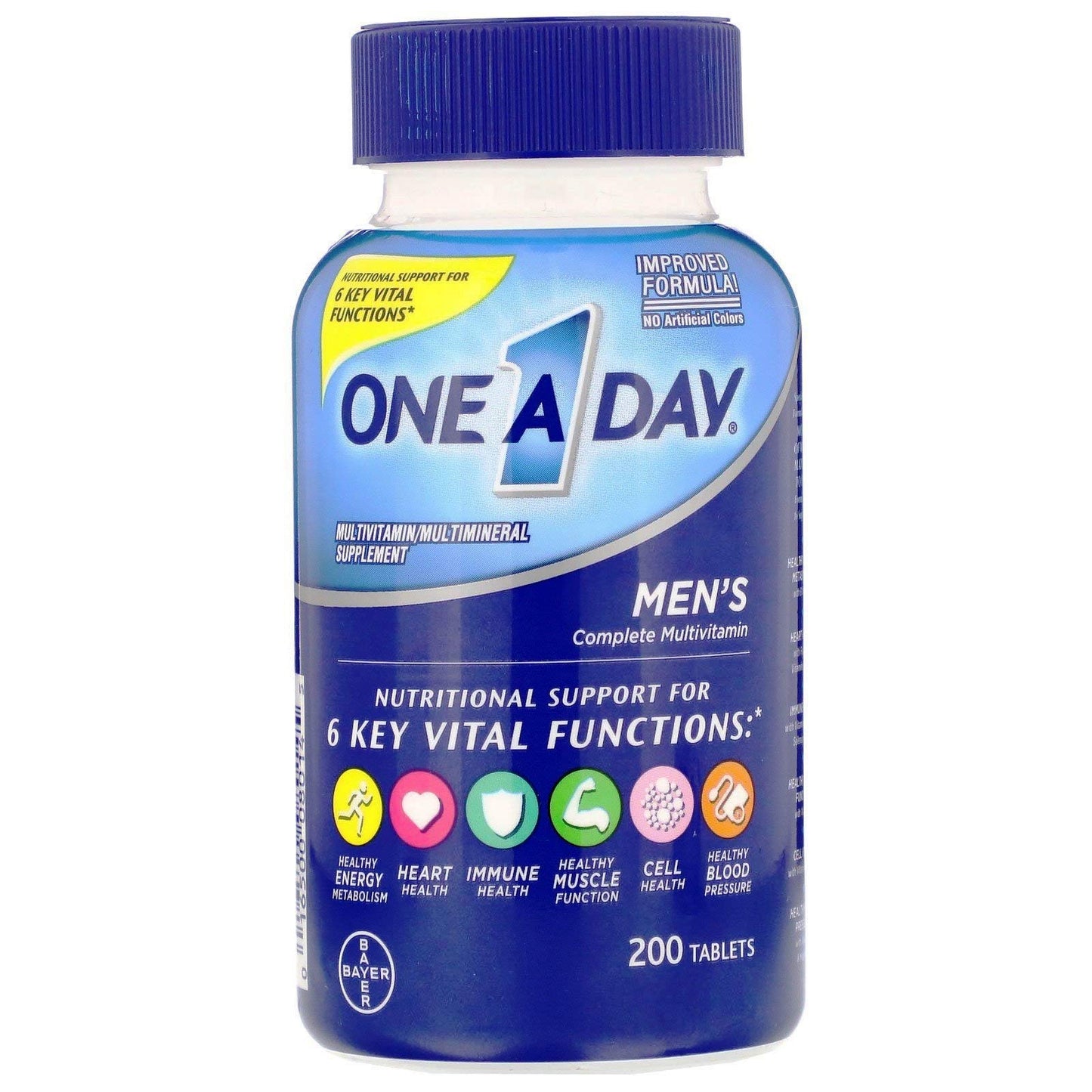 Bayer One A Day, Menâ€™s Multivitamin, Minerals, Supplement with Vitamin A, Vitamin C, Vitamin D, Vitamin E and Zinc for Immune Health Support, B12, Calcium & More, 200 Tablets