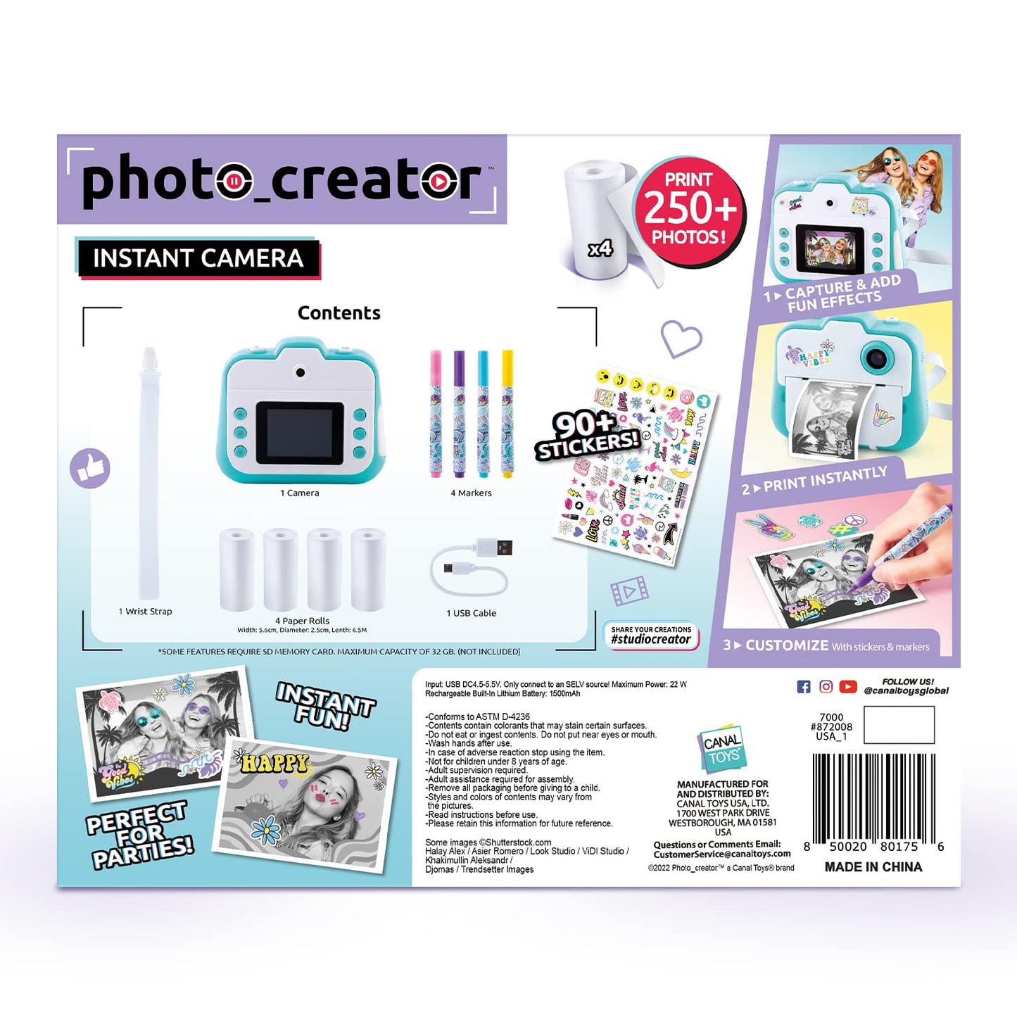 Canal Toys Photo Creator Instant Print Camera – Photo, Selfie and Video – Thermal Paper for 250 Photos – LCD Screen. 8+