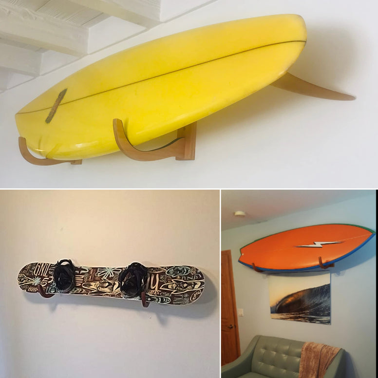 COR Surf Surfboard Wall Rack for Longboards and Shortboards | Beautiful Wood Wall Display Mount Works Indoor and Outdoor
