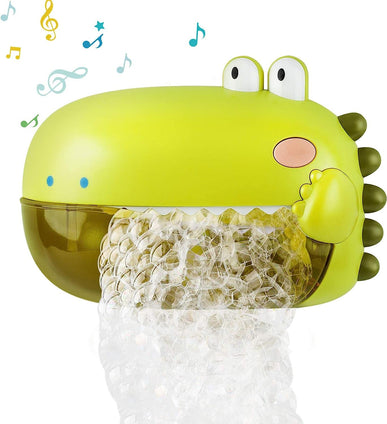 AM ANNA Bubble Bath Toys, Automatic Bubble Maker for Toddlers,Both Music/Silence Mode,Plays 12 Children’s Songs,Baby Bath Toys for The Baby Bathtub,Cute Dinosaur Bathtub Toys for Toddlers(Green)