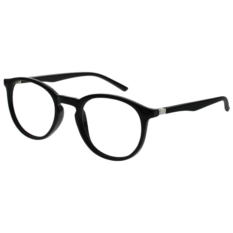 Opulize Met 4 Pack Reading Glasses Large Round Black Brown Grey Clear Mens Womens Spring Hinges RRRR60-127C +1.50