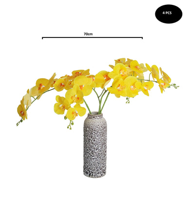 YATAI Real Touch Artificial Orchid Flowers Pack of 4 Branches Fake Flowers Artificial Plants for Home Office Table Centerpiece Wedding Decoration – Artificial Flowers (Yellow)