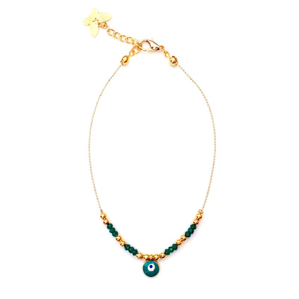 Alwan Gold Plated Long Size Evil Eye Anklet for Women for Luck - EE3831DGGRG