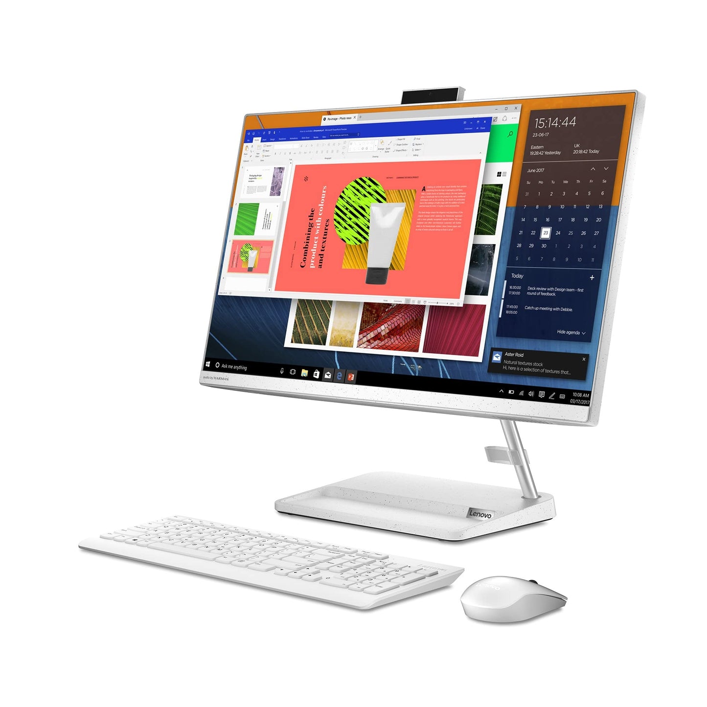 Lenovo IdeaCentre AIO3 24ALC6 desktop PC with AMD Ryzen 5-5500U, Integrated AMD Radeon Graphics, 23.8" FHD display, 8GB RAM, 512GB SSD,Windows 11, White -[F0G100HFAX]