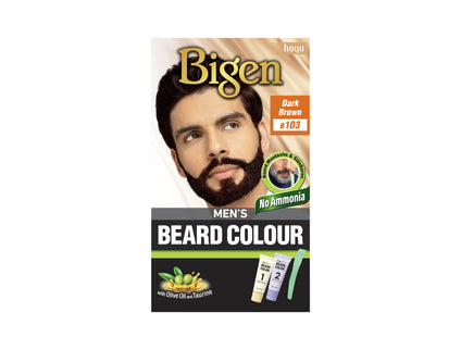 Bigen Men's Beard Colour | No Ammonia Formula with Aloe Extract & Olive Oil - 103 Dark Brown