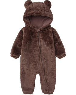 Baby Warm Cotton Snowsuit Winter Windproof Double Zipper Cute Romper with Hood (3-6 Months)