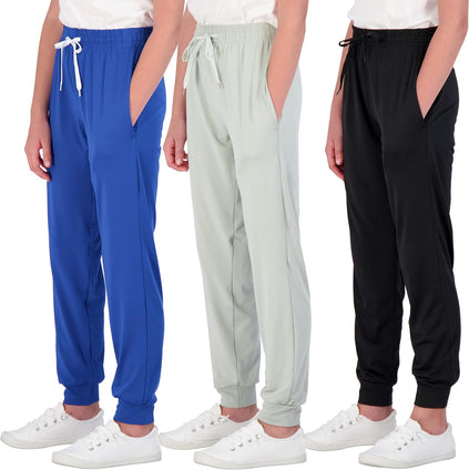 3 Pack: Girls Dry Fit Joggers Soft Girl Jogger Sweatpant Athletic Track Warmup Casual Sweatpants Clothes Sports Kids Clothing Youth Children Sweats Pant Teen Running Pants Leggings -Set 8, L (14)