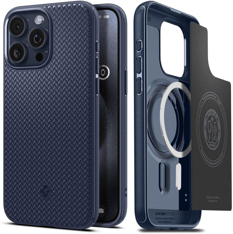 Spigen Mag Armor MagFit for iPhone 15 Pro case cover (2023) MagSafe compatible - Navy Blue