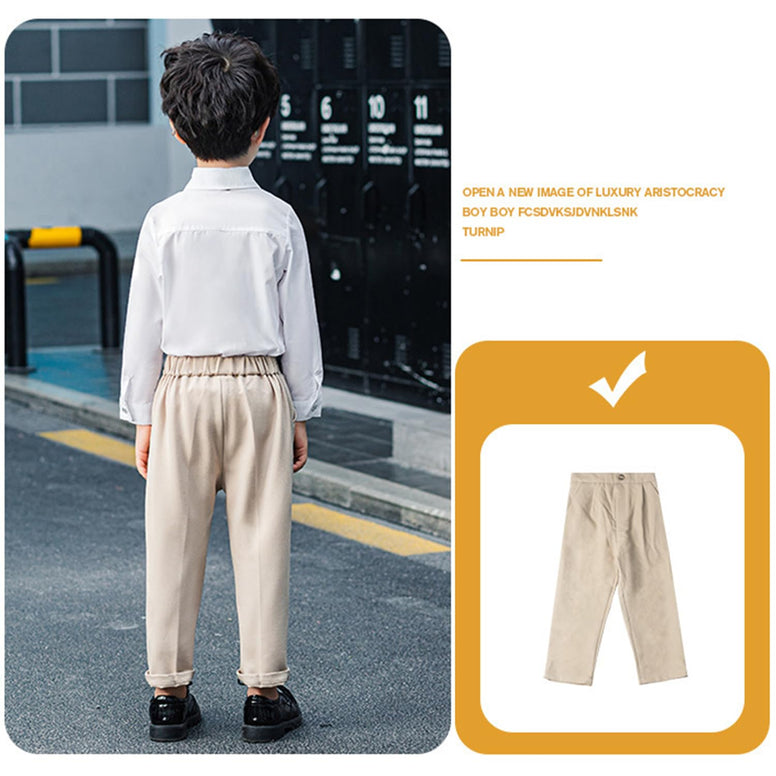 LOLANTA School Pants for Boys Kids Dress Pants Flat Front, No Pilling, Solid, 3-12