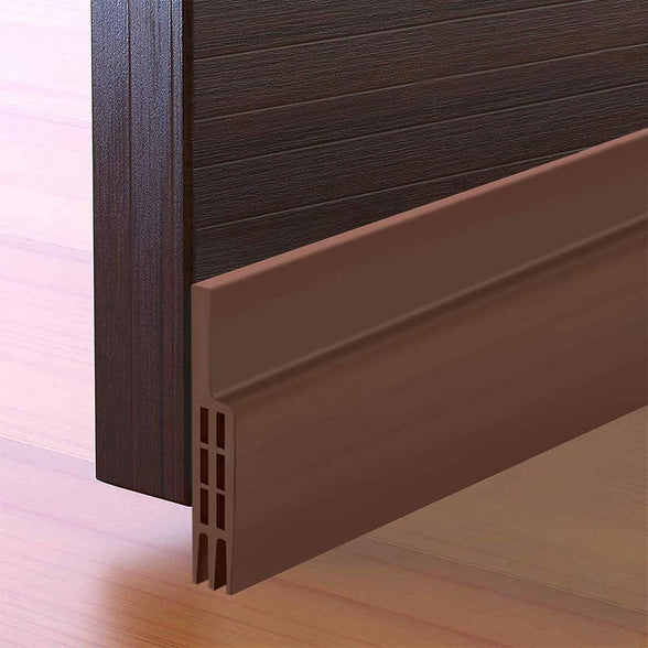 Energy Saver Door Draught Stopper Strong Adhesive Door Weather Stripping Door Under Seal Soundproof and Noise Stopper, 5.1cm W x 100cm L (Brown)