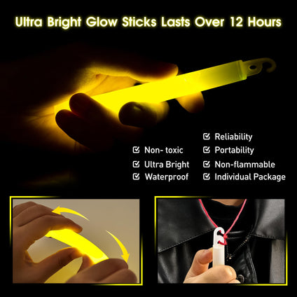 12 Ultra Bright Glow Sticks + Bonus Emergency Blanket and Survival Whistle - Emergency Light Sticks for Camping, Hiking, Outdoor, Survival Kit and More - Lasts Over 12 Hours