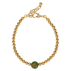 Alwan Gold Plated & Green Color Quartz stone Bracelet for Women - EE3380ST