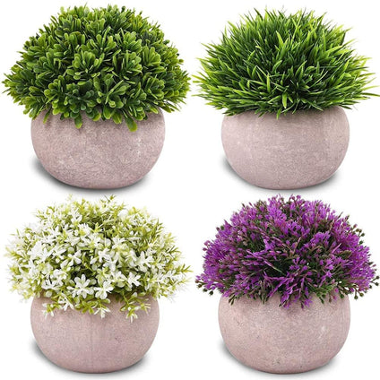 Artigreen Faux Topiary Shrubs Plants 4 Pots Mini Indoor Artificial Potted Small Plastic Plants,Fake Greenery for Room Decor Home Office Desk Table Decorations,Exquisite New House Gift