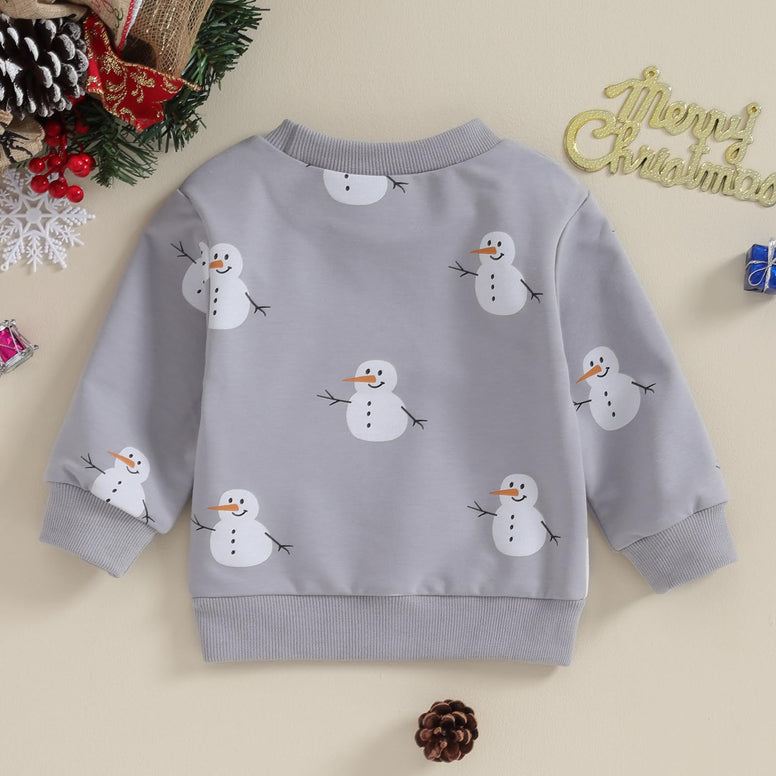 Lucikamy Toddler Baby Boy Girl Christmas Sweatshirt Letter Print Long Sleeve Crewneck Pullover Top Fall Winter Clothes