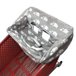 Portable 2-in1 Grocery Cart Cover and High Chair Seat Cover for Baby (Grey Elephant)