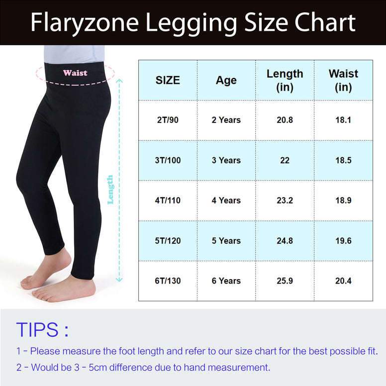 Flaryzone Little Girls' 2T-6T Basic Full Length Soft Stretchy Cotton Tights Leggings (2-6 Years, 2Pack/3Pack)