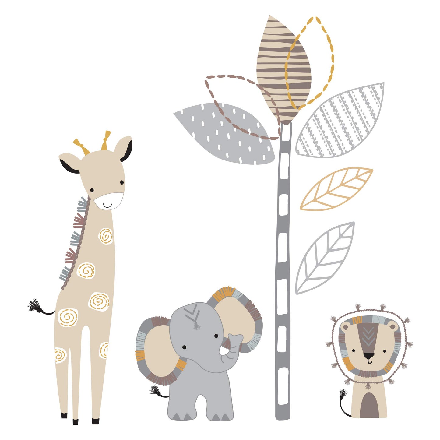 Lambs & Ivy Jungle Safari Grey/Tan Elephant/Giraffe Nursery Wall Decals/Stickers