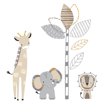 Lambs & Ivy Jungle Safari Grey/Tan Elephant/Giraffe Nursery Wall Decals/Stickers