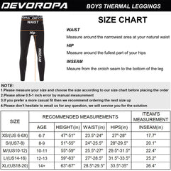 Devoropa Youth Boys' Compression Leggings Sports Tights Fleece Lined Thermal Base Layer Pants Gray Large