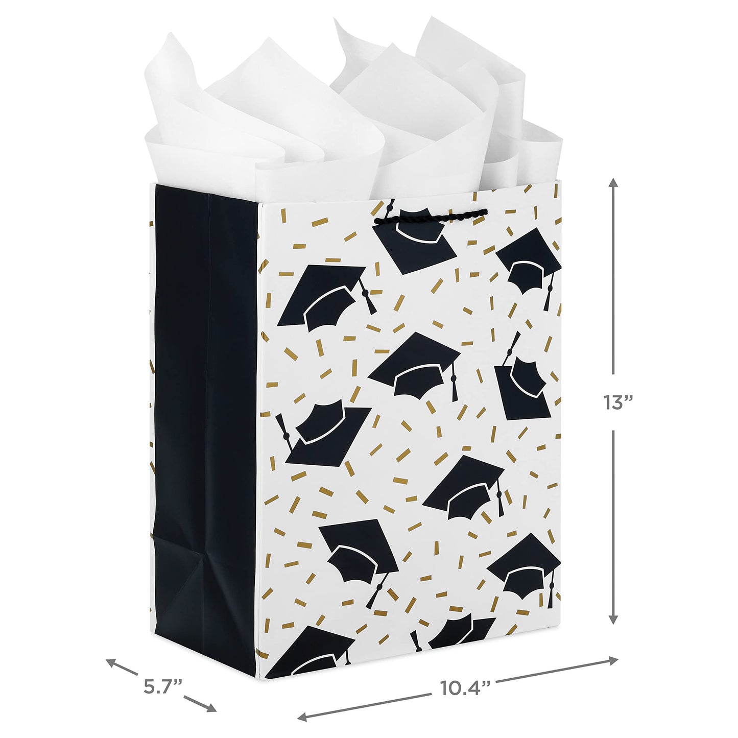 Hallmark Wrap 13" Large Gift Bag with Tissue Paper Set, 11, Black, Gold, White