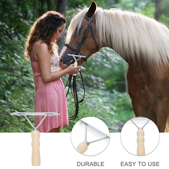 POPETPOP Horse Rake Comb Instantly Wets Tail Mane Cleaning Massager Deshedding Grooming Tool Great For Wound Skin Care Detangling Hair Fur Animals