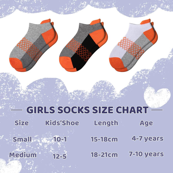 Comfoex 12 Pairs Girls Socks Ankle Athletic Socks 4-6 8-10 6-8 Years Old Socks Short Socks With Cushioned Sole